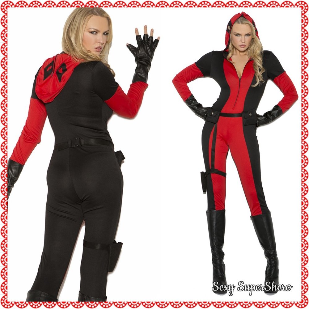 🎃SALE!🆕🎃She-Deadpool Vigil Ante 3pc Halloween Jumpsuit Costume! - Picture 1 of 4